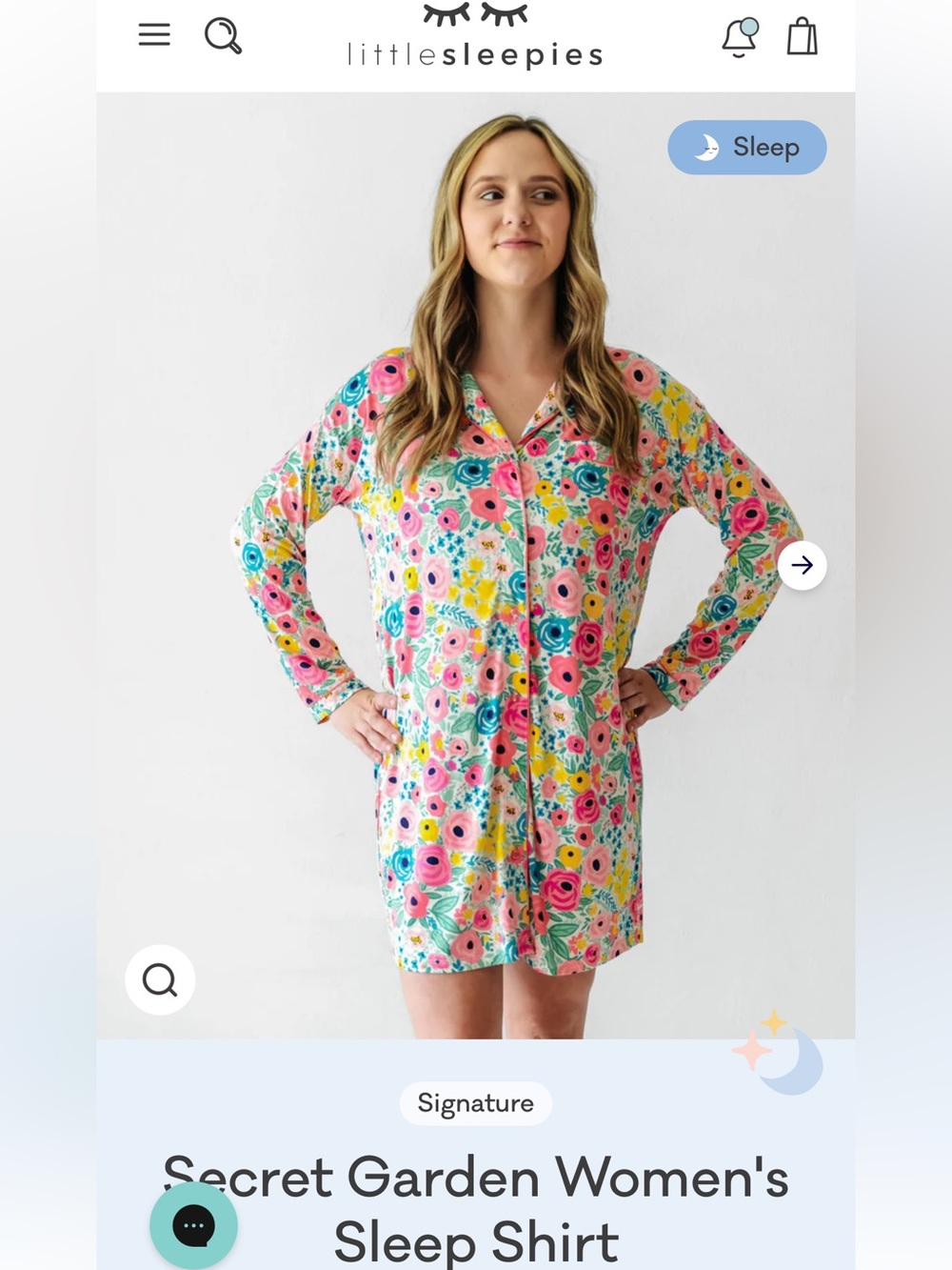 Little Sleepies Women’s secret garden sleep shirt M - Picture 4 of 5
